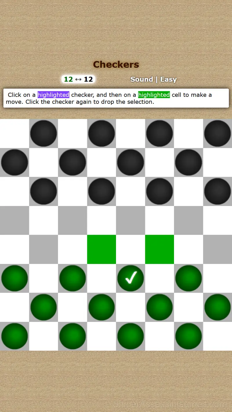 Checkers gameplay screenshot 1
