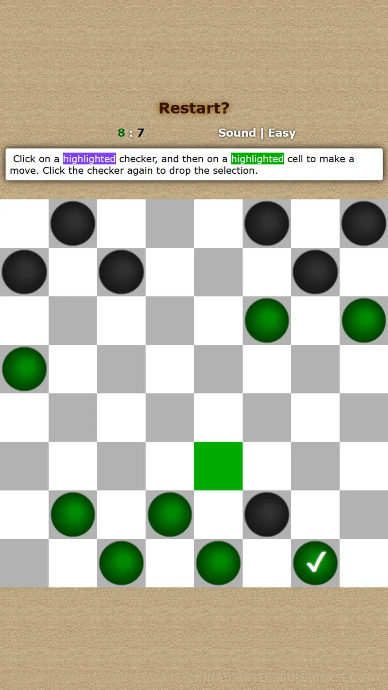 Checkers gameplay screenshot 2