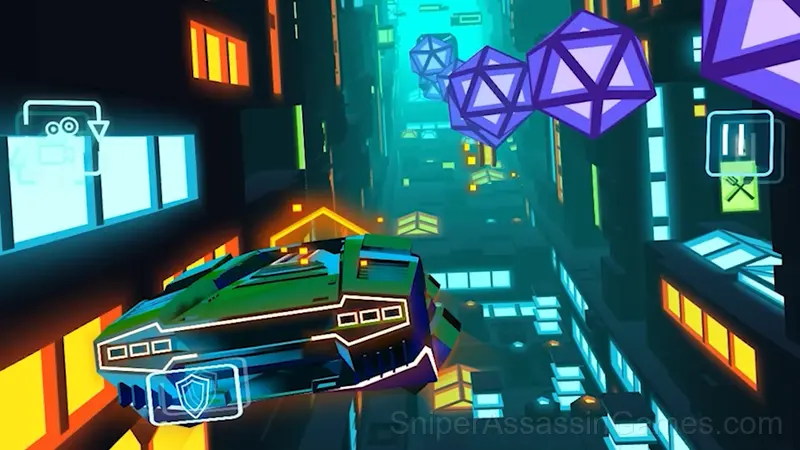 Neon Flytron: Cyberpunk Racer gameplay screenshot 3