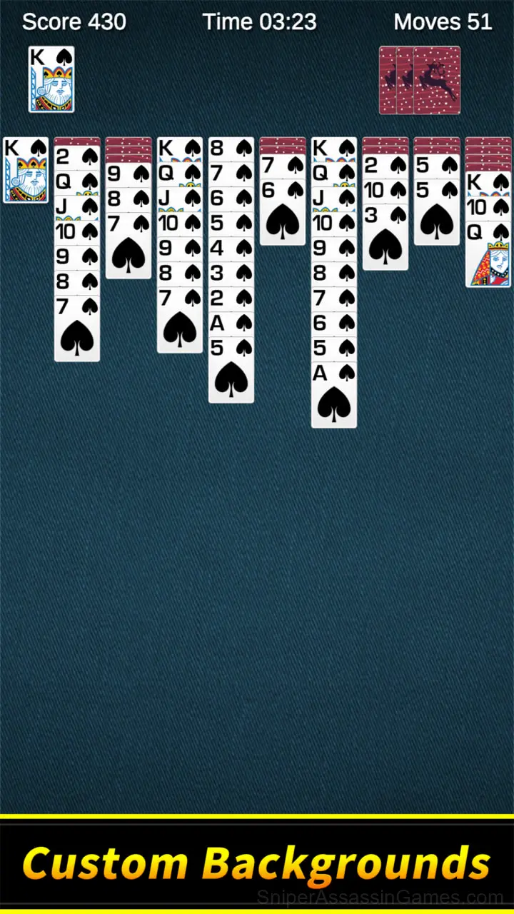 Spider Solitaire gameplay screenshot 3
