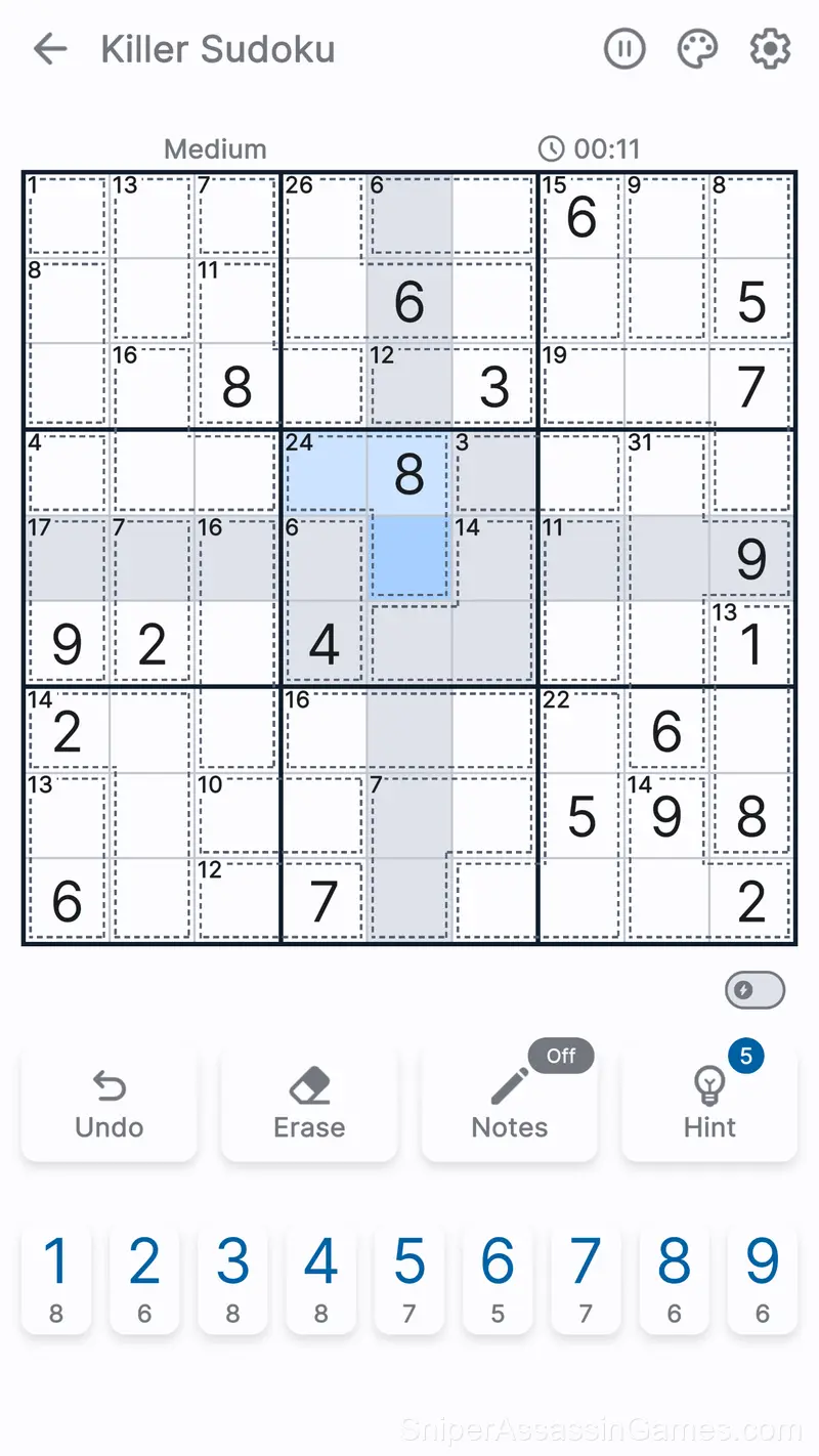 Killer Sudoku gameplay screenshot 1