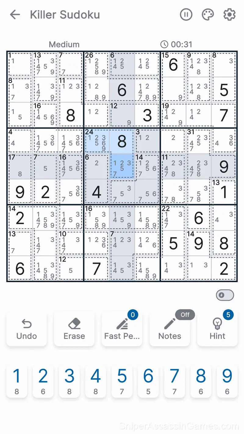 Killer Sudoku gameplay screenshot 2