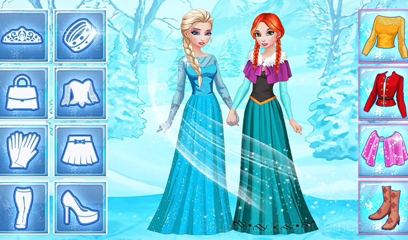 Play Elsa & Anna Frozen Dress Up: Icy Princess