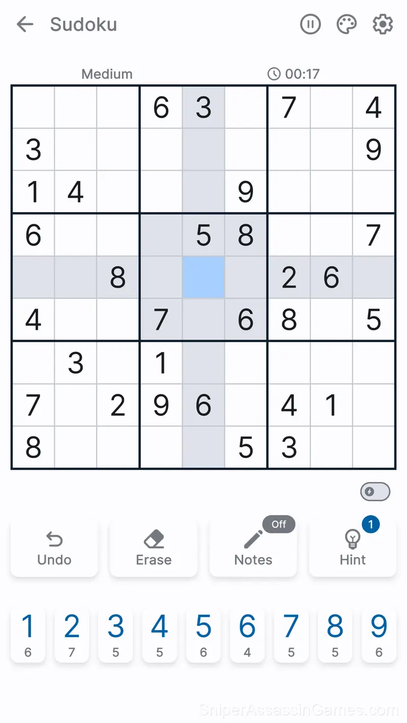 Sudoku gameplay screenshot 1