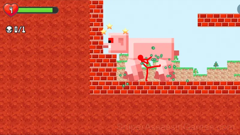 Red Stickman vs Monster School gameplay screenshot 4