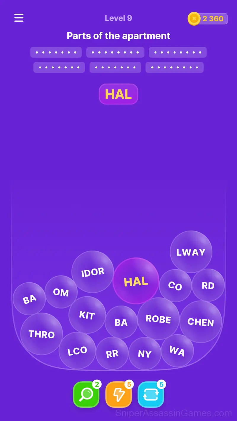 Words in bubbles gameplay screenshot 1