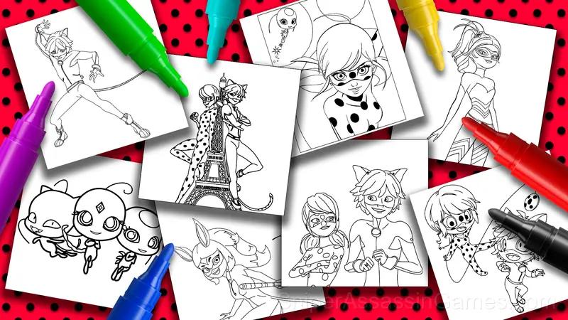 Lady Bug and Marinette Coloring Pages gameplay screenshot 1