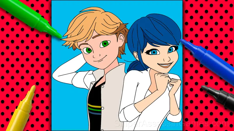 Lady Bug and Marinette Coloring Pages gameplay screenshot 2