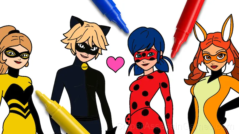 Lady Bug and Marinette Coloring Pages gameplay screenshot 4