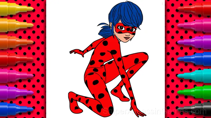 Lady Bug and Marinette Coloring Pages gameplay screenshot 5
