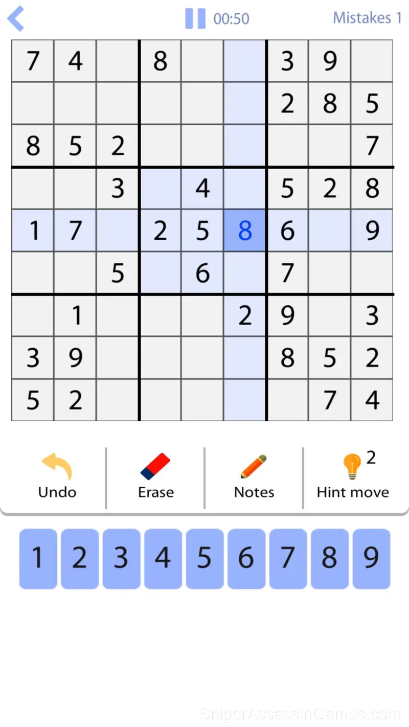 Sudoku in English gameplay screenshot 1