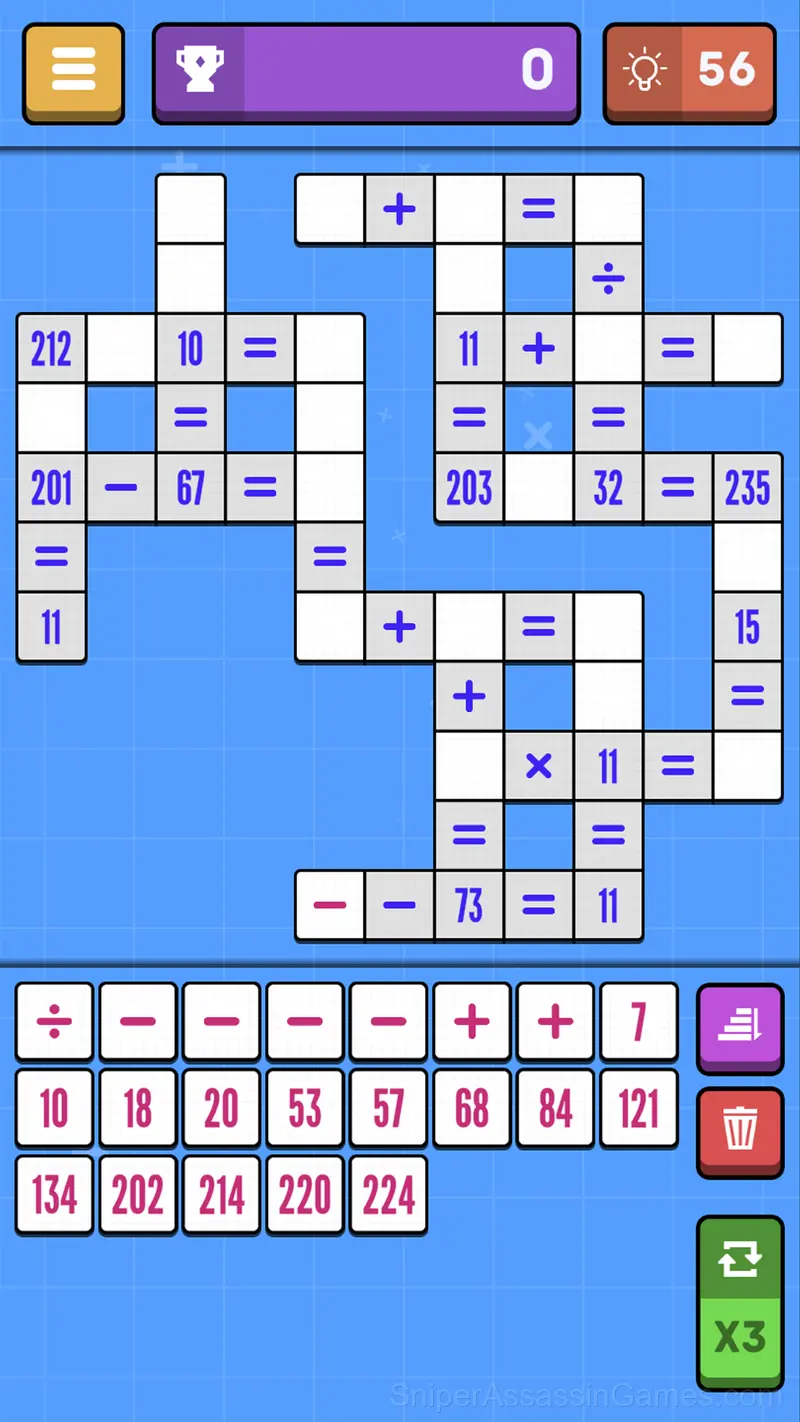 Mathematical crossword gameplay screenshot 2
