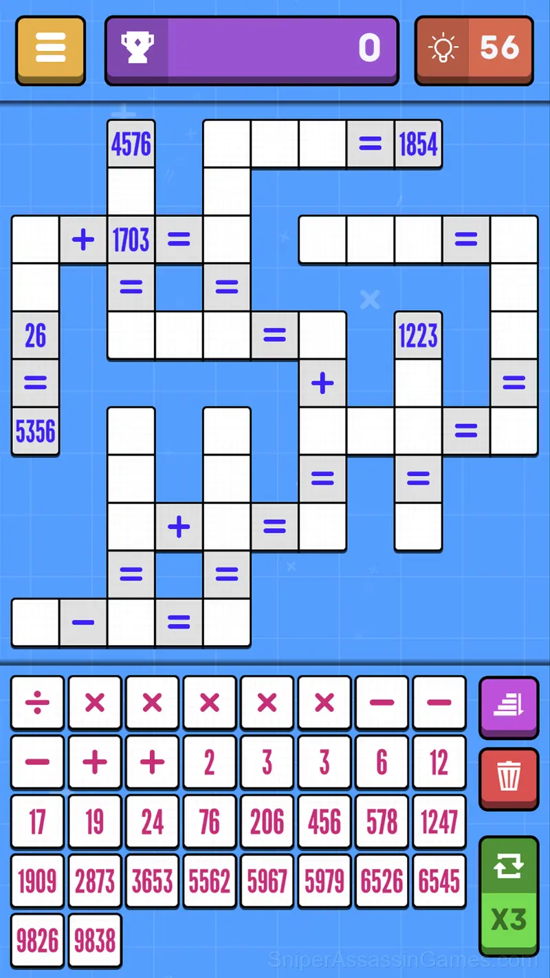 Mathematical crossword gameplay screenshot 4