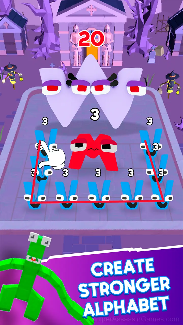 Alphabet Merge and Fight gameplay screenshot 1