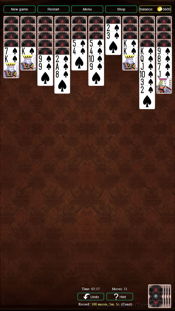 Solitaire: Spider and Klondike gameplay screenshot 1