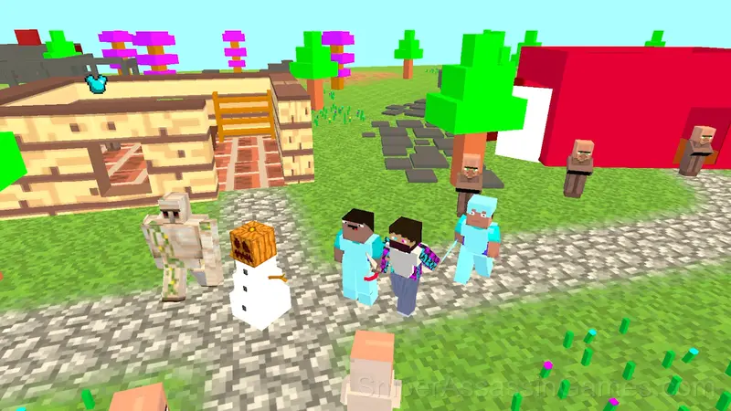 Attack on the village of noob and friends gameplay screenshot 1
