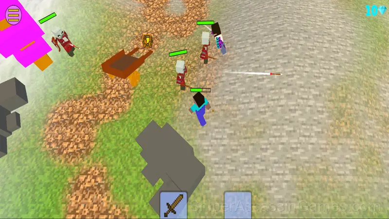 Attack on the village of noob and friends gameplay screenshot 2