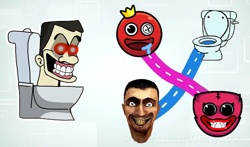 Play Skibidi Toilet and Huggy Draw a Path