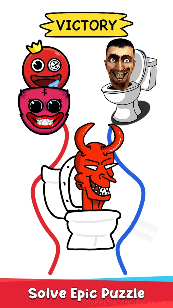 Skibidi Toilet and Huggy Draw a Path gameplay screenshot 1