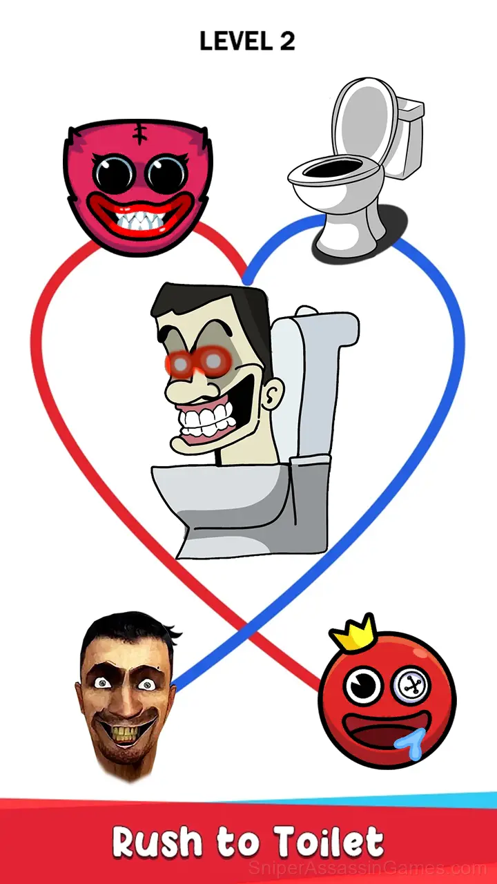 Skibidi Toilet and Huggy Draw a Path gameplay screenshot 2