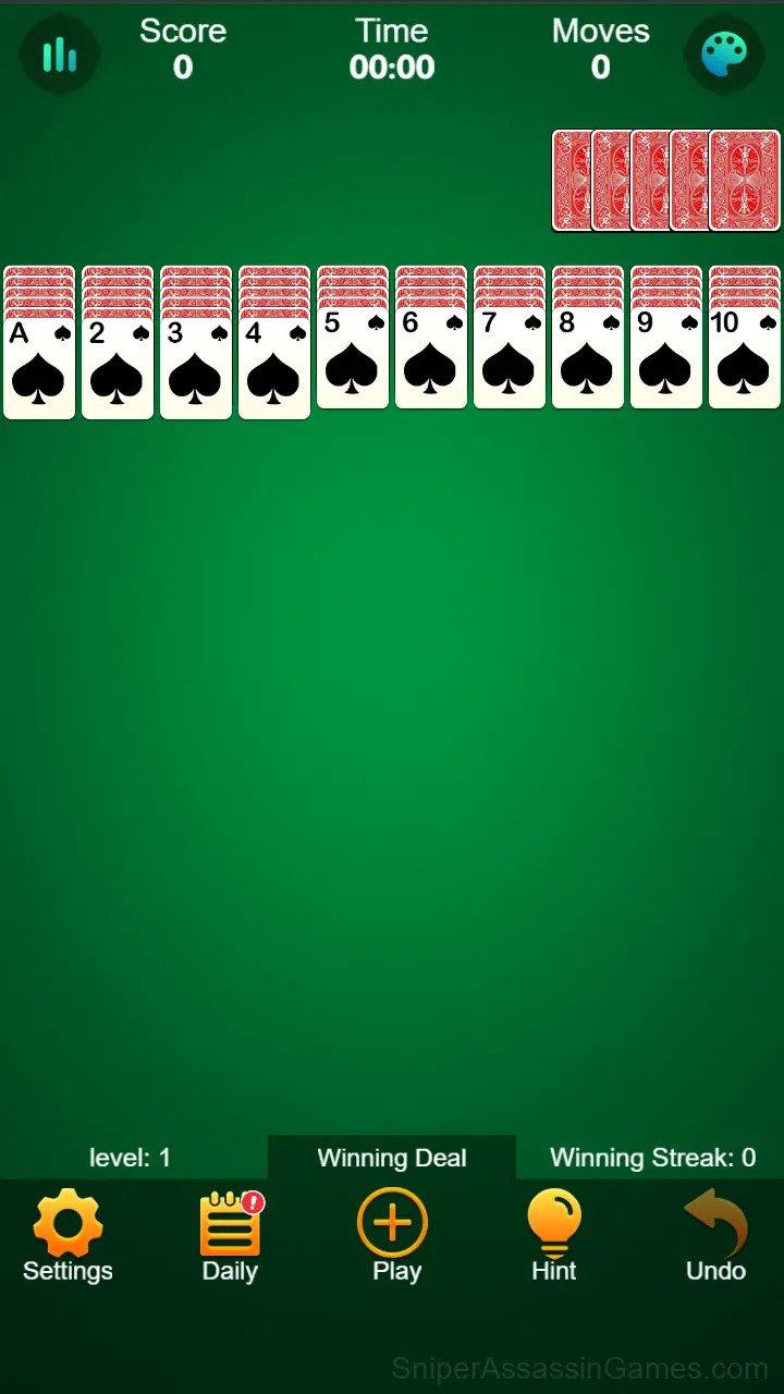 Spider Solitaire HD gameplay screenshot 1