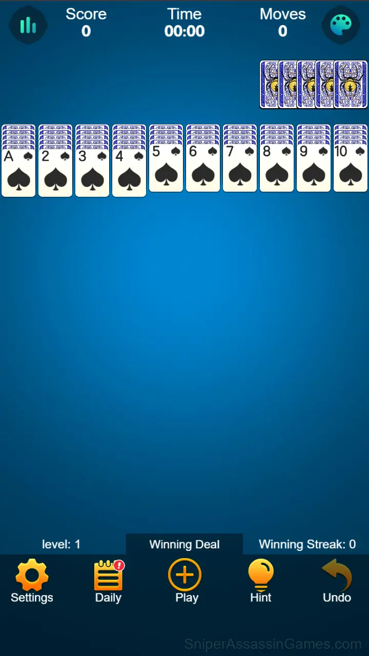 Spider Solitaire HD gameplay screenshot 2
