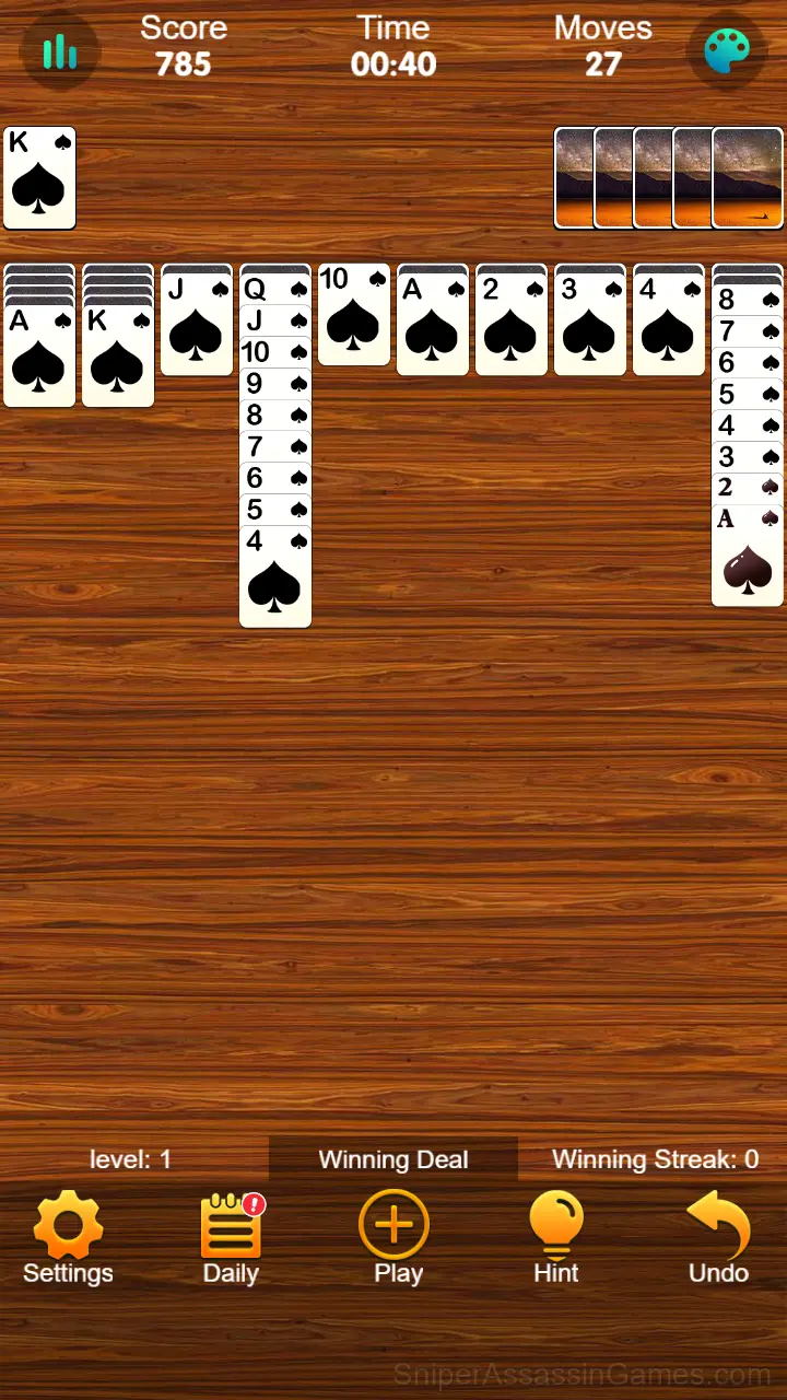Spider Solitaire HD gameplay screenshot 3