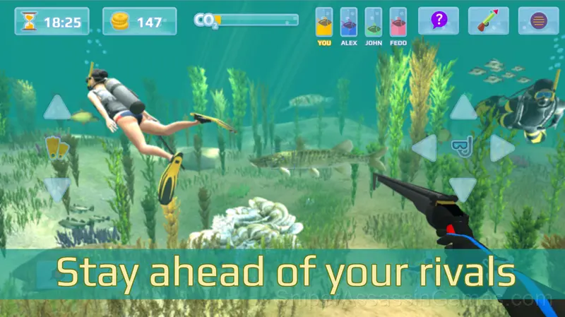 Hunter underwater spearfishing. Diving. gameplay screenshot 1