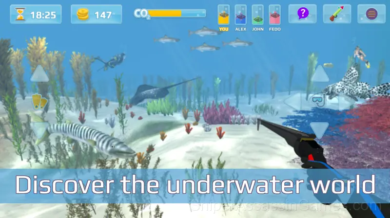 Hunter underwater spearfishing. Diving. gameplay screenshot 2
