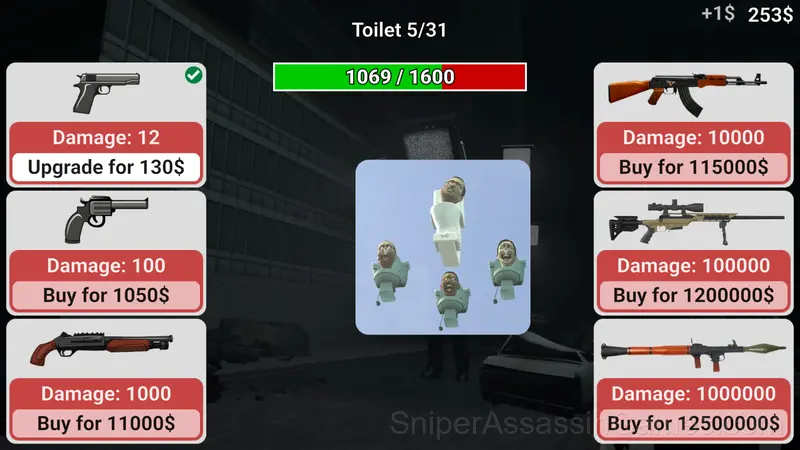 Shoot Skibidi Toilets: Clicker gameplay screenshot 2