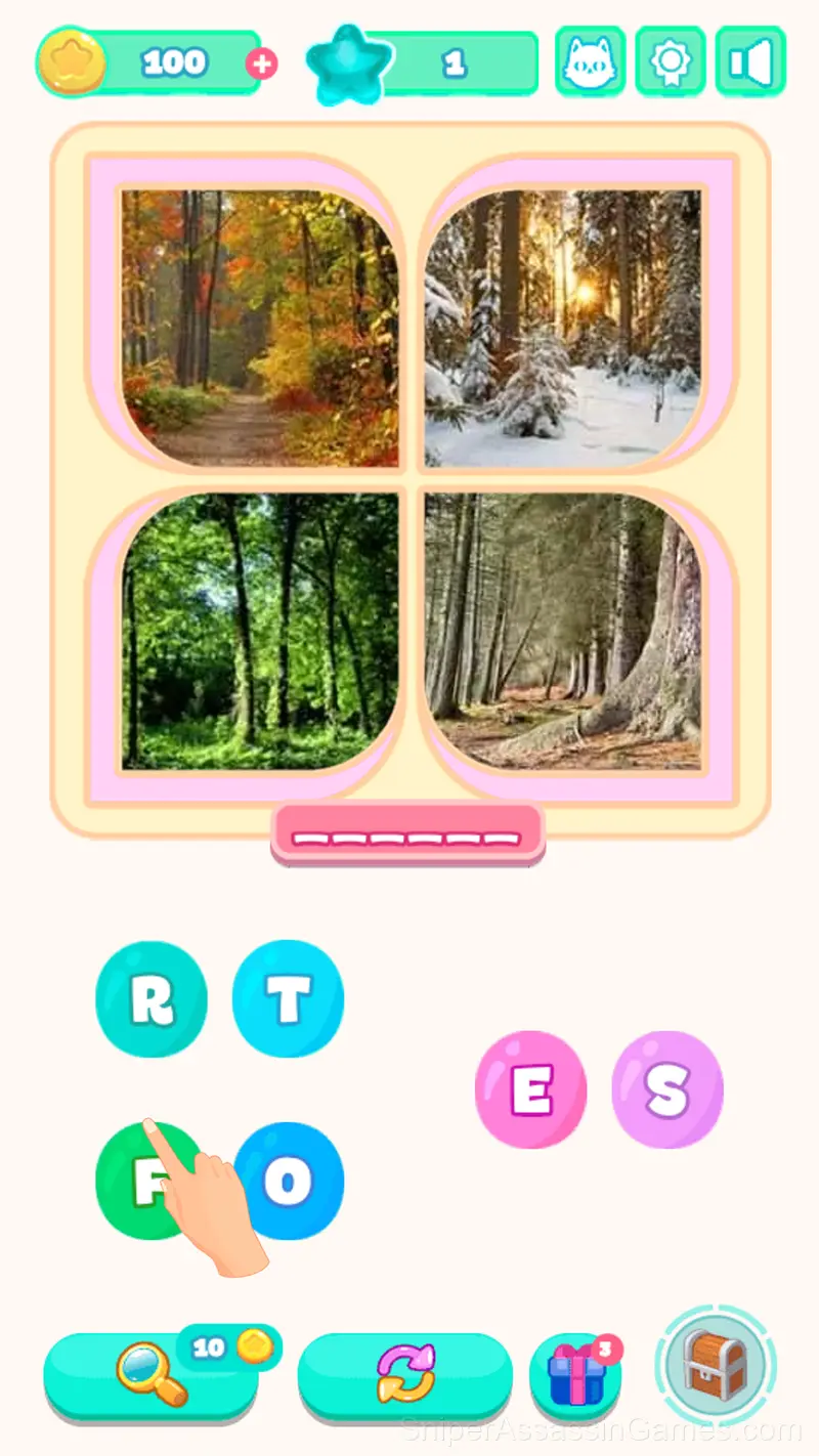Collect word from 4 photos gameplay screenshot 1