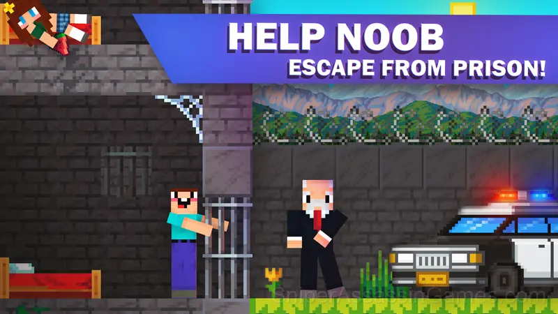 Noob Miner 2: Escape from Prison gameplay screenshot 1