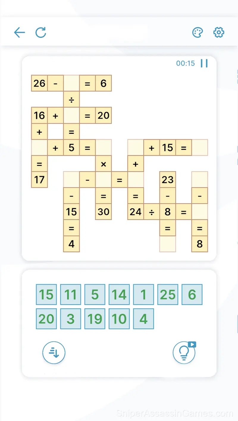 MathCross: Math Crossword Puzzle gameplay screenshot 1