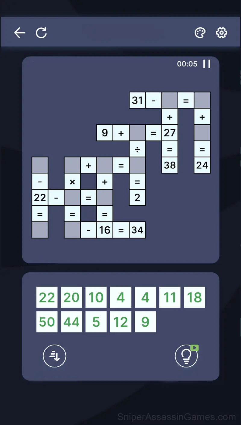 MathCross: Math Crossword Puzzle gameplay screenshot 2