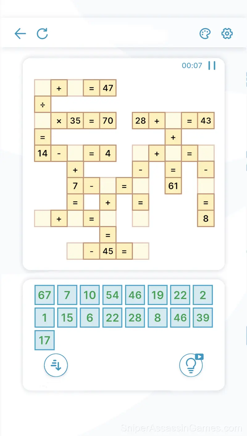 MathCross: Math Crossword Puzzle gameplay screenshot 3