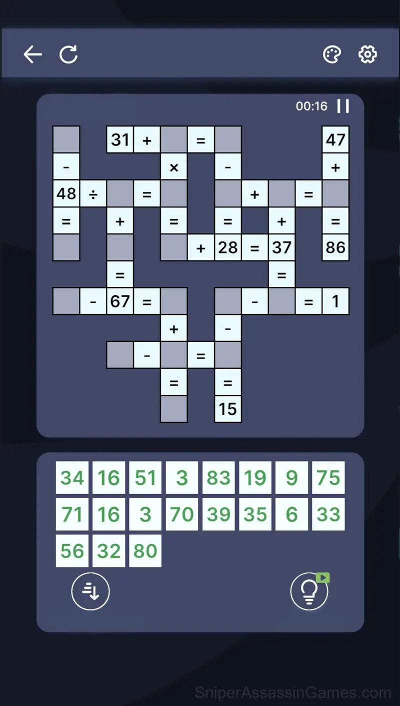 MathCross: Math Crossword Puzzle gameplay screenshot 4