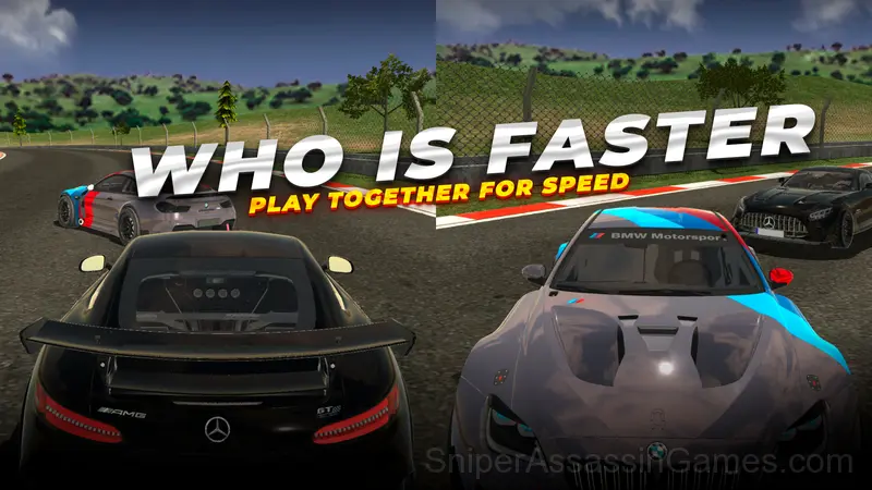 Two-Player Racing: BMW vs Mercedes Drift gameplay screenshot 2