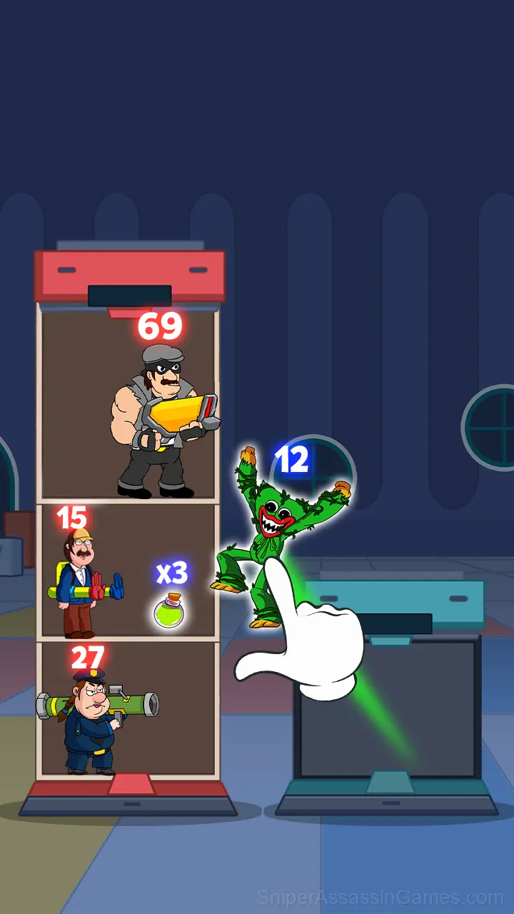 Huggy: War Towers gameplay screenshot 1