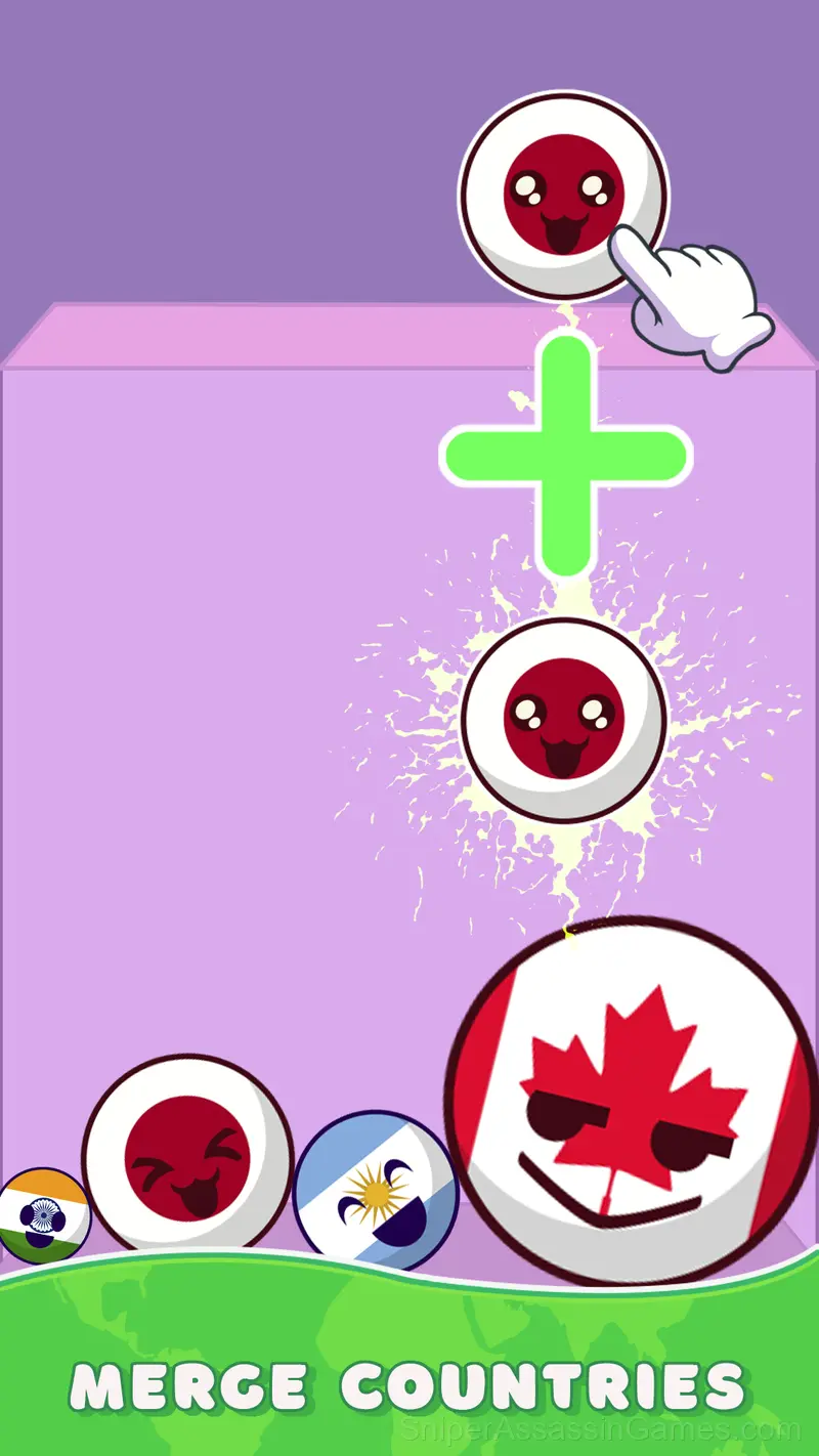 Country Balls: Merge Puzzle gameplay screenshot 2