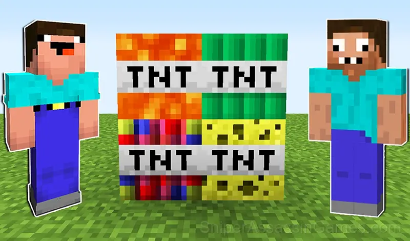 Play Mine Noob Fuse vs Herobrine Craft Block