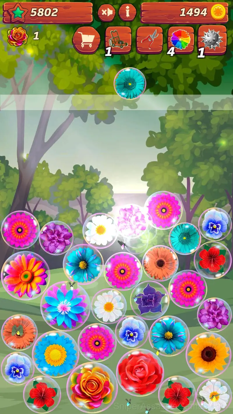 Connect the flowers! Pop the bubbles! 2048 gameplay screenshot 6