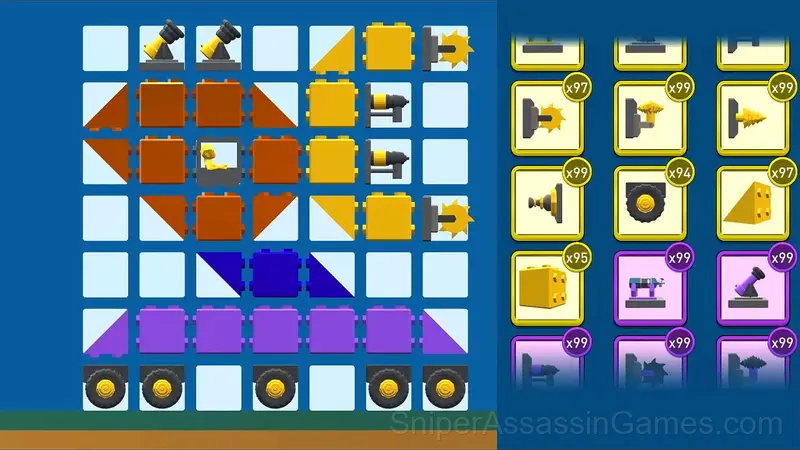 Crafting fighting car out of blocks gameplay screenshot 1