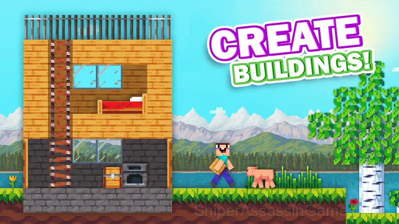 Mine 2D: Survival Herobrine gameplay screenshot 1