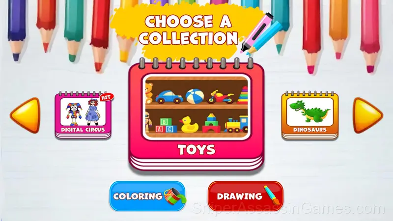 Coloring: Digital Circus, Toys, Dinosaurs gameplay screenshot 1