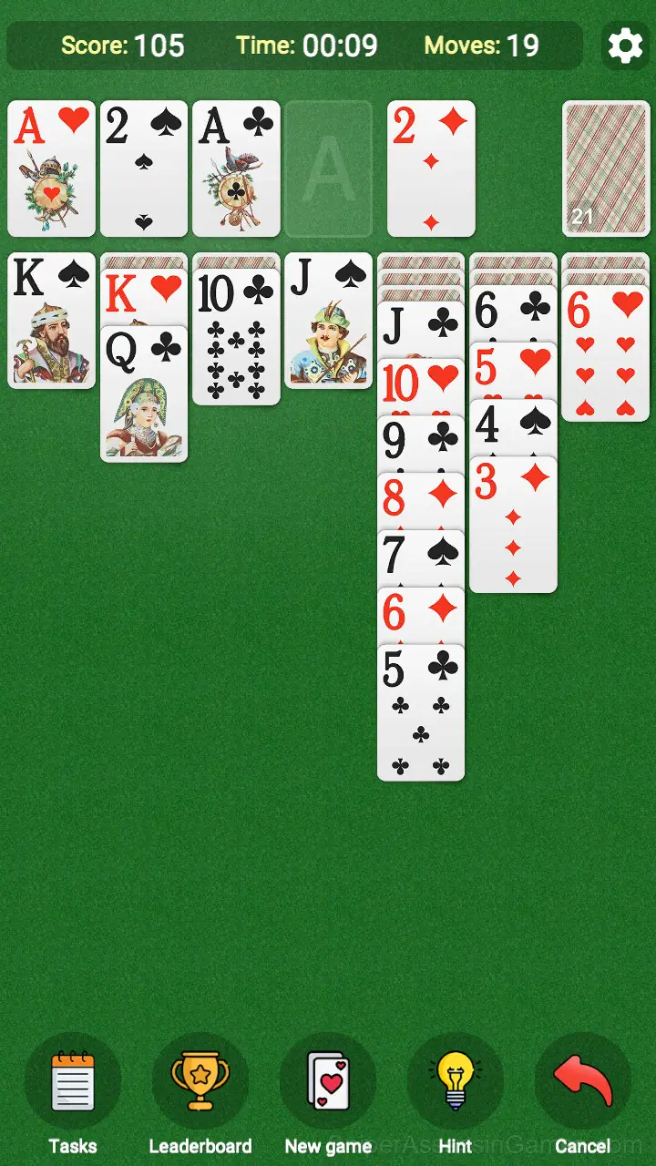 Solitaire Klondike: Draw 1 or 3 cards gameplay screenshot 1