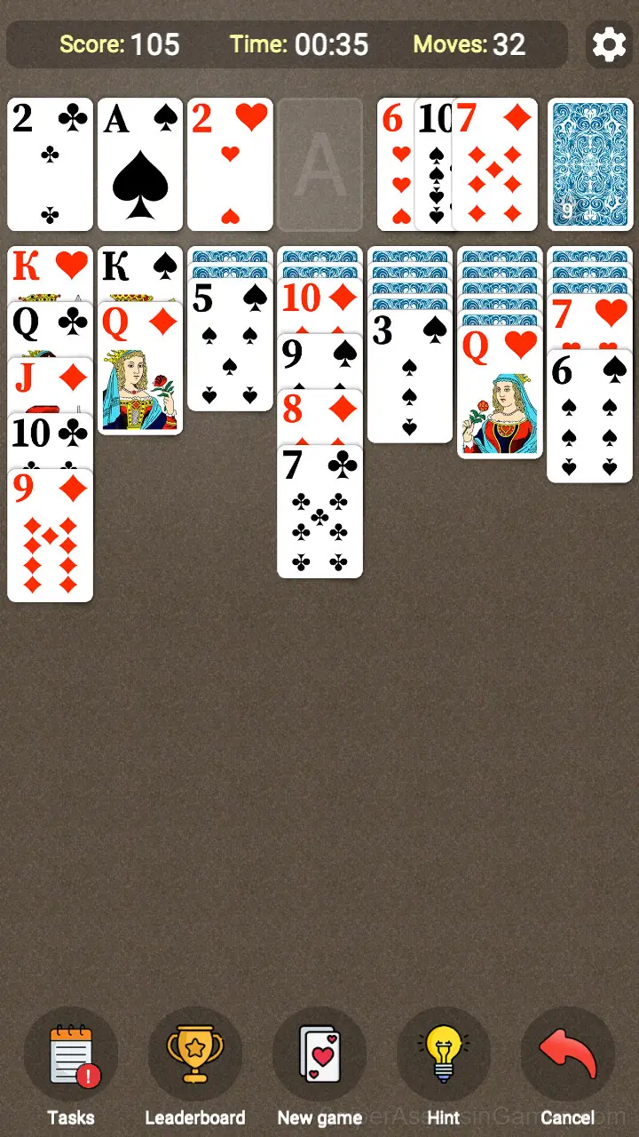 Solitaire Klondike: Draw 1 or 3 cards gameplay screenshot 3