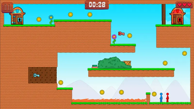 Red and Blue Stick: fire and water 2 gameplay screenshot 1