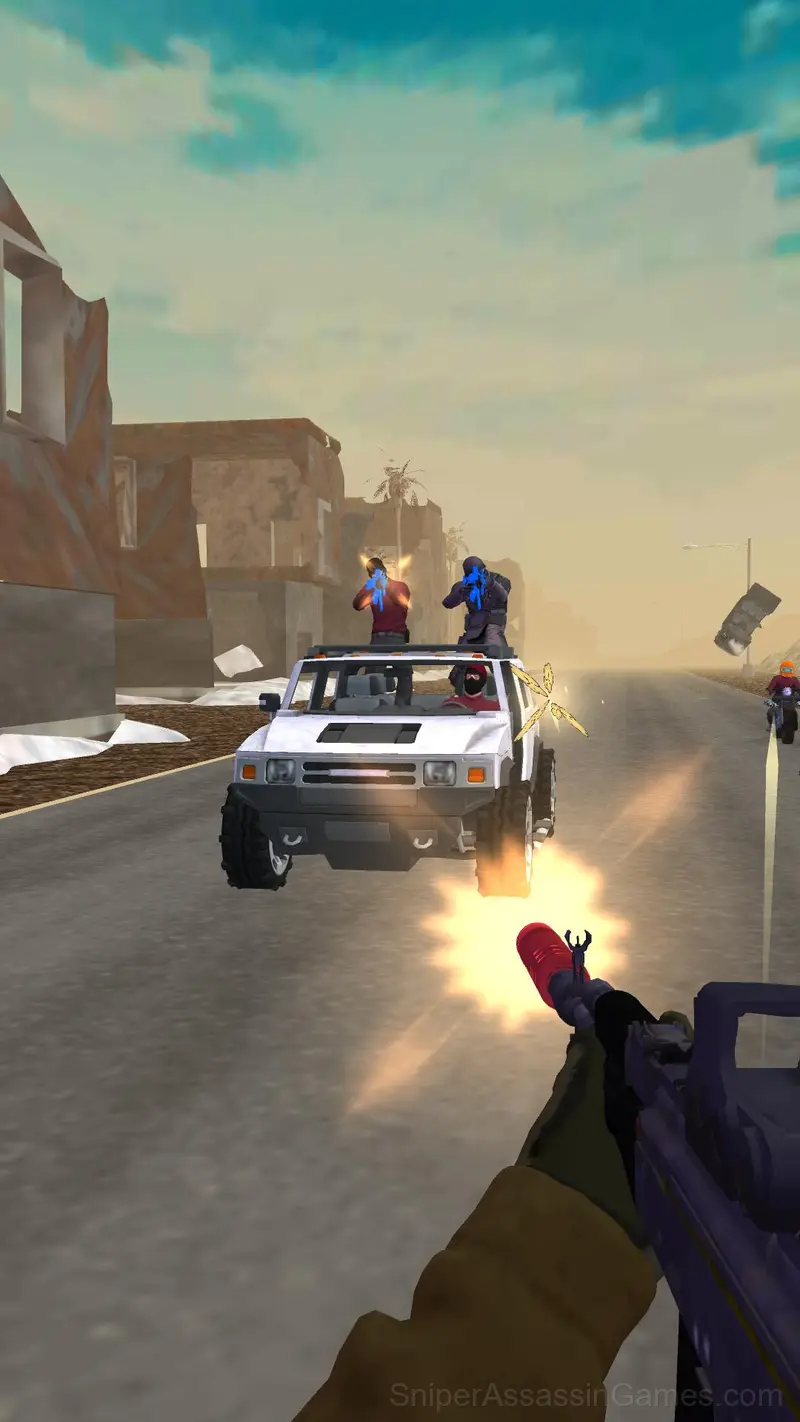 Godfather Road Chase: Realistic Shooter Guns gameplay screenshot 1