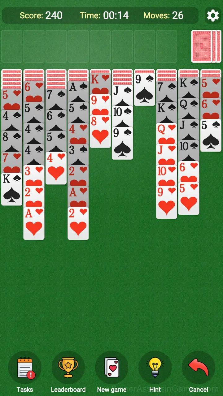 Spider Solitaire: 1, 2 or 4 suits gameplay screenshot 2