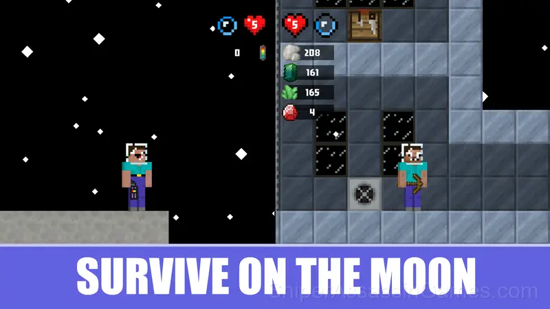 Noob and Pro Moon Survival gameplay screenshot 1